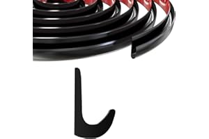 Ameri 16FT PVC Rain Gutter with J-Shape Drip Rail Easy to Install Flexible Adhesive Drip Rail Molding for Cars, Vans, RVs and Boat, to Control Water Runoff, Black