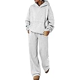 Trendy Queen 2 Piece Lounge Sweat Sets Plus Size Fall Fashion Matching Sweatsuits Wide Leg Pants Travel Outfit Winter Clothes