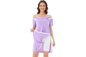 AJOHC Post Shoulder Surgery Recovery Dress for Women Tear Away Hospital Gowns with Pockets 2 Side Snap Short Sleeve Adaptive