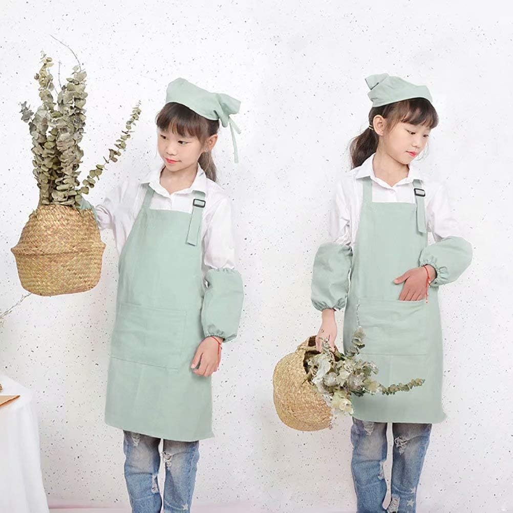 Amazon Co Jp キッズエプロン 三角巾セット 女の子 男の子 リネン製子供用エプロン 親子でお揃い アームカバーと三角巾セット付き 男女兼用 ユニセックス 北欧 無地 シンプル 撥水 料理教室 ホーム キッチン