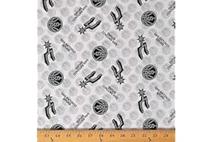 FIELD'S FABRICS Cotton San Antonio Spurs White NBA Pro Basketball Sports Team Cotton Fabric Print by The Yard (D670.12)