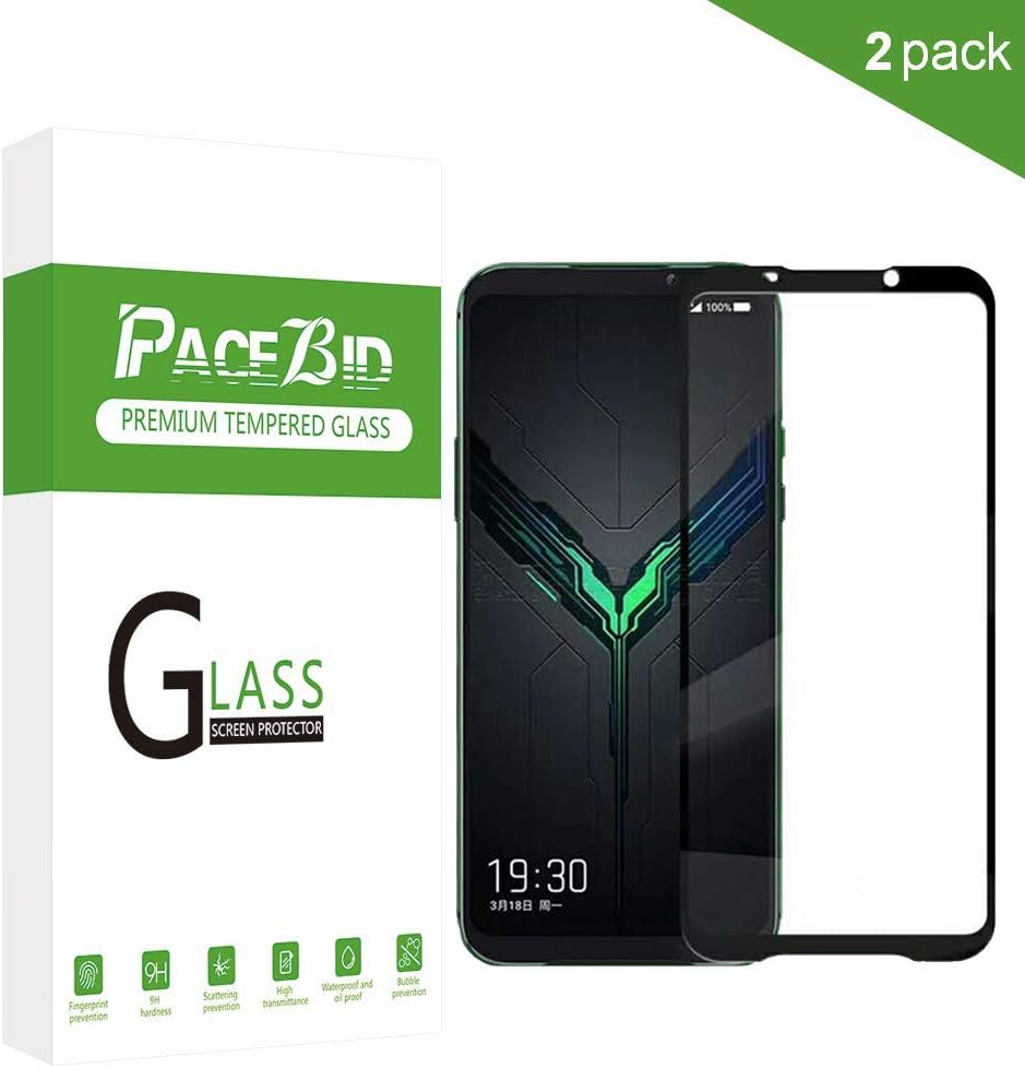 PaceBid 2 Pack Xiaomi Black Shark 2 Screen Protector, Full Coverage Tempered Glass with 9H Hardness, [Case Friendly] [Bubble-Free] [Anti-Scratch] for Xiaomi Black Shark 2