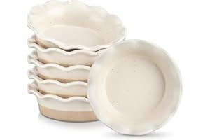 vancasso Sabine Mini Pie Pans Set of 6, 5.2 Inch Ceramic Small Pie Dish, Individual Pie Plates Ramekins with Ruffled Edge for