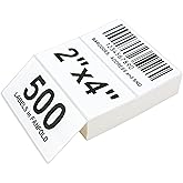 L LIKED 4" X 2" Fanfold Direct Thermal Labels - 500 Total UPC and Shipping Labels Permanent Adhesive Compatible with Zebra, Munbyn, and Rollo Thermal Printers
