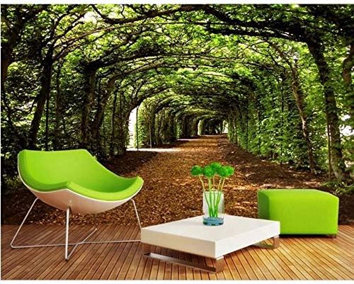 LSFHB 3D Wallpaper Custom Photo Non-Woven Mural Wall Sticker The Tunnel Green Trees Painting 3D Wall Room Murals Wallpaper-120X100Cm