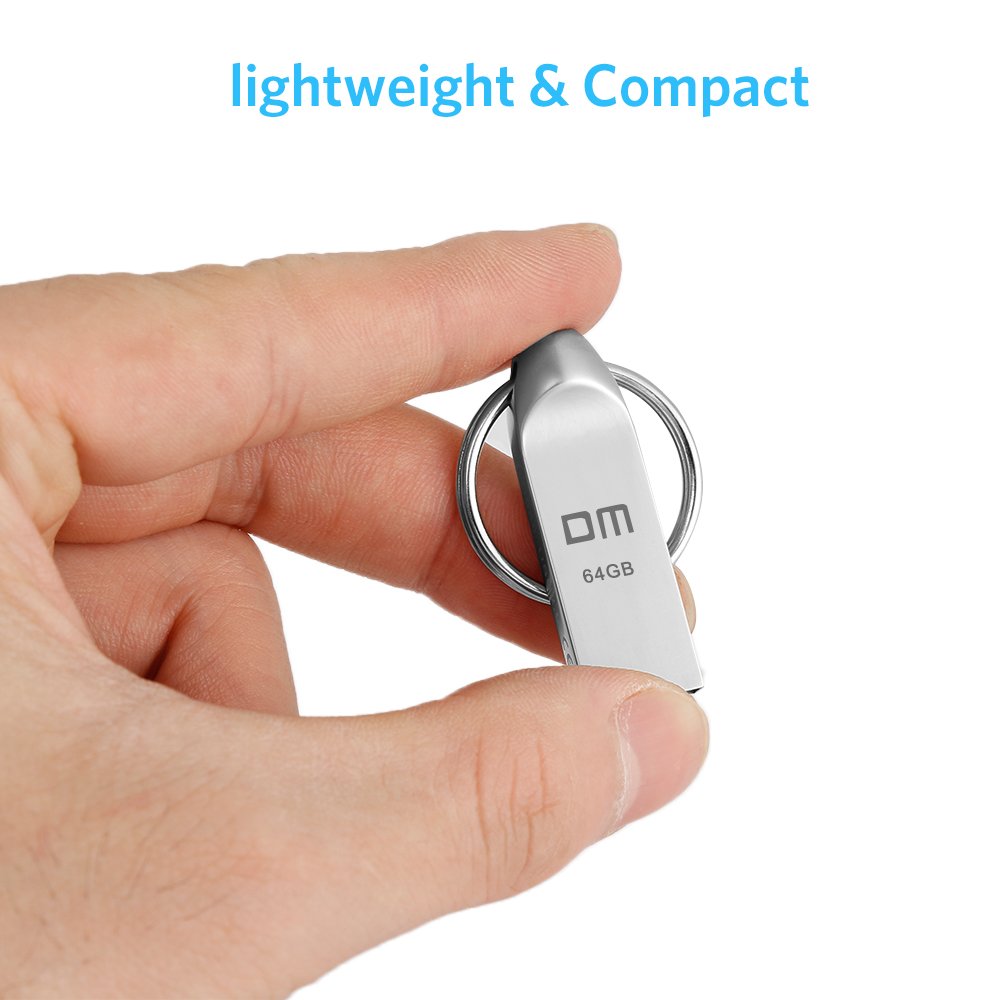 Clé USB 64 Go 64GB Pen Drive USB Clef Flash Drive Aluminium Annneau Porte-Clés Waterproof Stick Etanche pour PC Laptop Ordinateur Tablette et Les Autres USB Appareils Argent