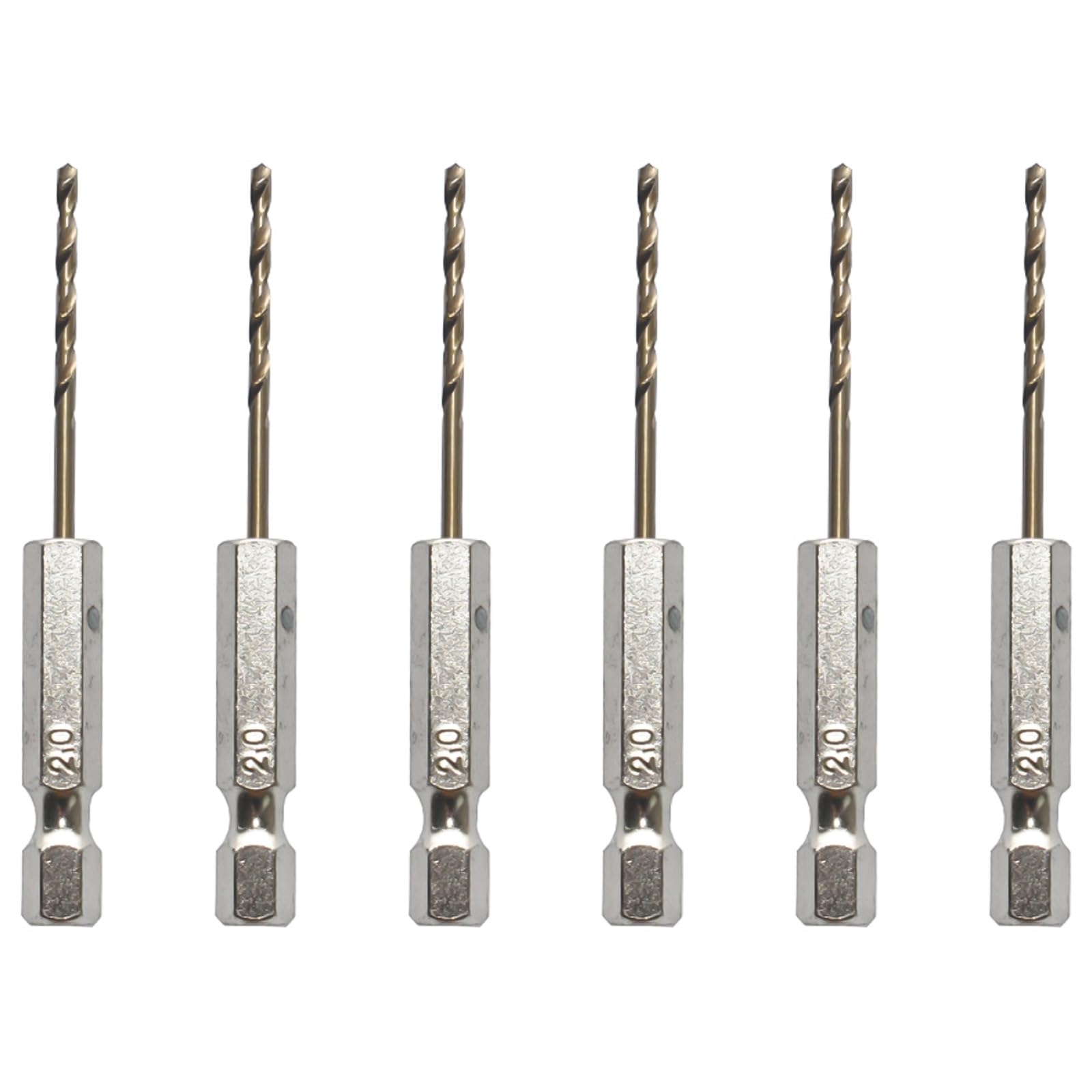 Bamyli 6 Pcs Hex Shank Drill Bits,Drill Bits 1/4 Inch Hex Shank Steel Titanium Coated High Speed Steel Twist Masonry Drill Bits for Marble Glass Ceramic Tiles Metal Wood (2mm)