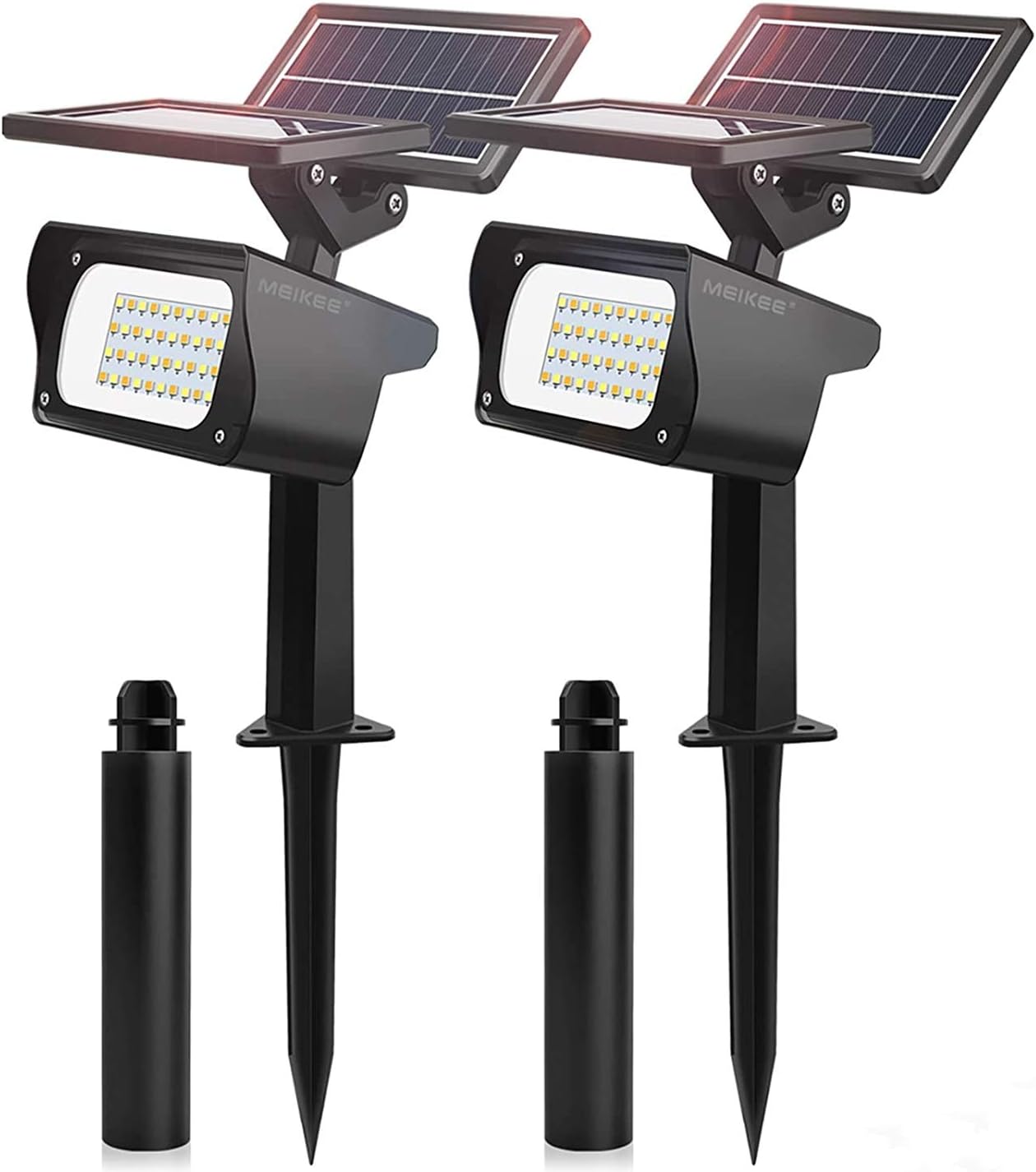 Solar Landscape Spotlights with Dual Solar Panels, MEIKEE 40LEDs Super