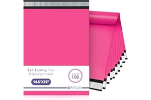 BAYLUE Hot Pink Large Poly Mailers 14.5x19 Inch | Strong Adhesive Self-Seal Mailer Bag,Tear, Tamper, Water Resistant Shipping Envelopes | Thick Strong polymailer Bags | Clothing Shipping Bags | 100 Pcs Bulk