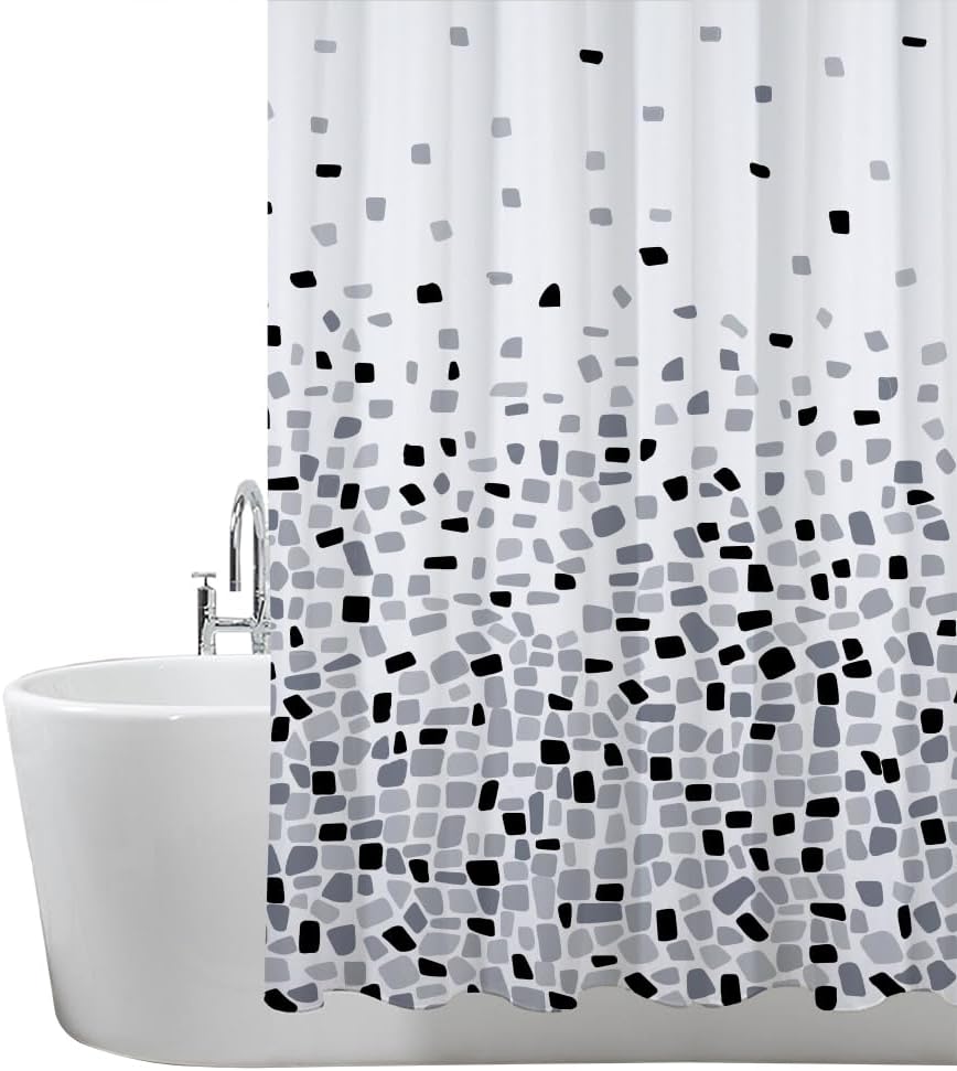 ANSIO Shower Curtain Mosaic Black 180 x 180 cm Water Repellent