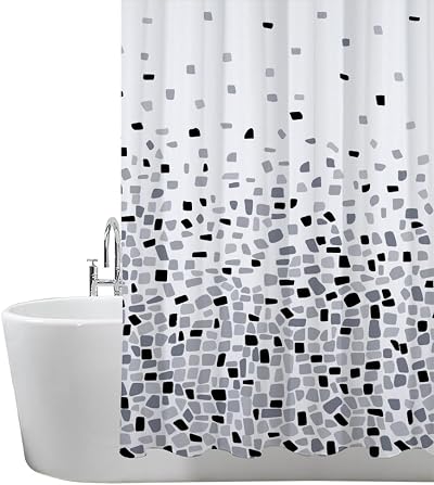 ANSIO Shower Curtain Mosaic Black 180 x 180 cm Water Repellent
