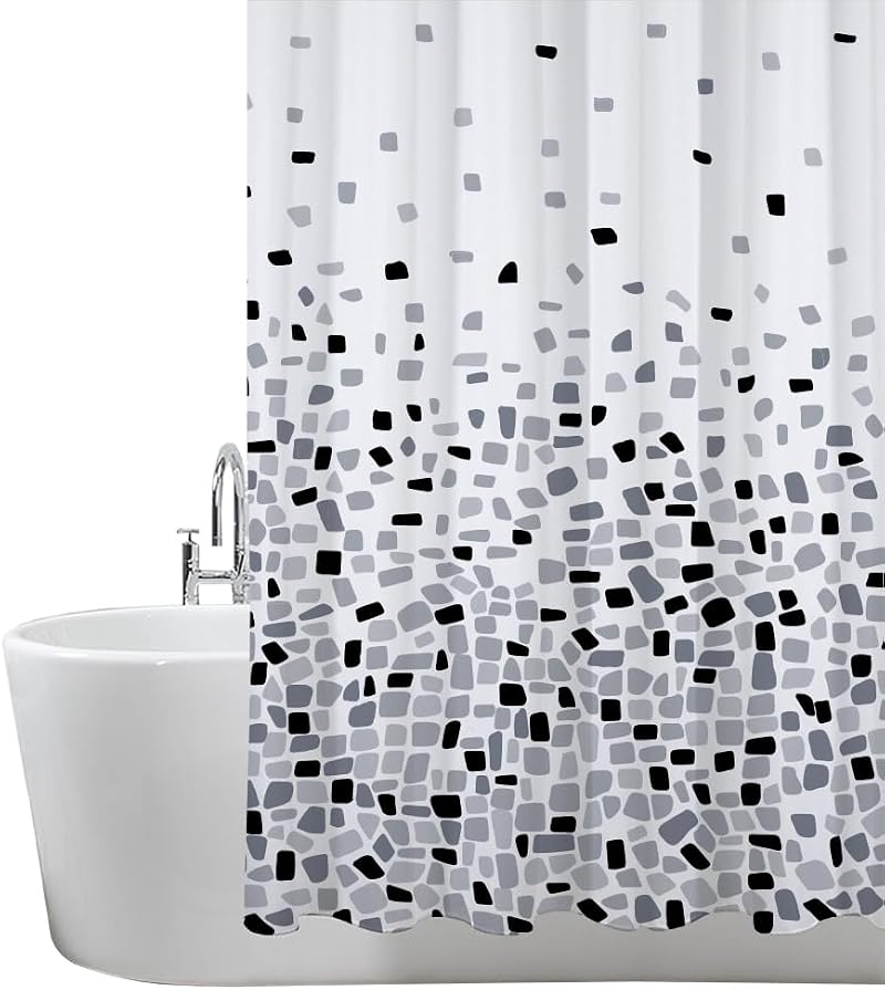 ANSIO Shower Curtain Mosaic Black 180 x 180 cm Water Repellent