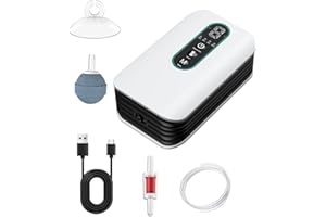 Pawfly Aquarium Air Pump, Rechargeable Battery Oxygen Pump for 5-20 Gallon Fish Tank Bucket, Portable Live Bait Aerator, Adju