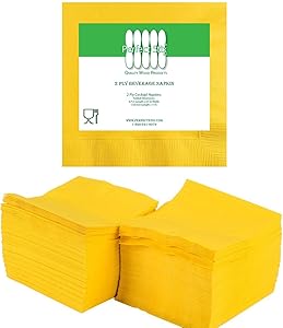 2 Ply Yellow Beverage Napkins (Pack of 100ct)