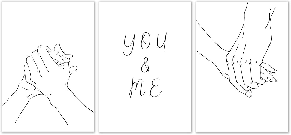 Amazon シーン カップル用の寝室の壁の装飾 カップル用の寝室の壁の装飾 11 7インチ X 16 5インチ 厚紙に印刷 ラミネート加工 ミスターポスター3枚セット 黒と白 ウォールステッカー オンライン通販