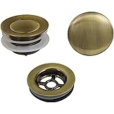 Kingston Brass VTDETRIM3 Trimscape Toe Touch Tub Drain Trim Kit with Overflow Plate, Antique Brass