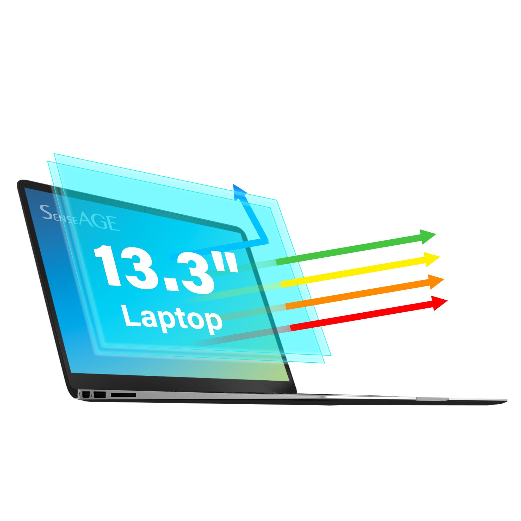 SenseAGE Anti Blue Light Screen Filter for Laptop 13.3 inch, Blue Light Blocking Screen Protector, Anti Glare and Scratch, Relieve Eyestrain, Compatible with 13.3" Notebook Display 16:9 (2 Pack)