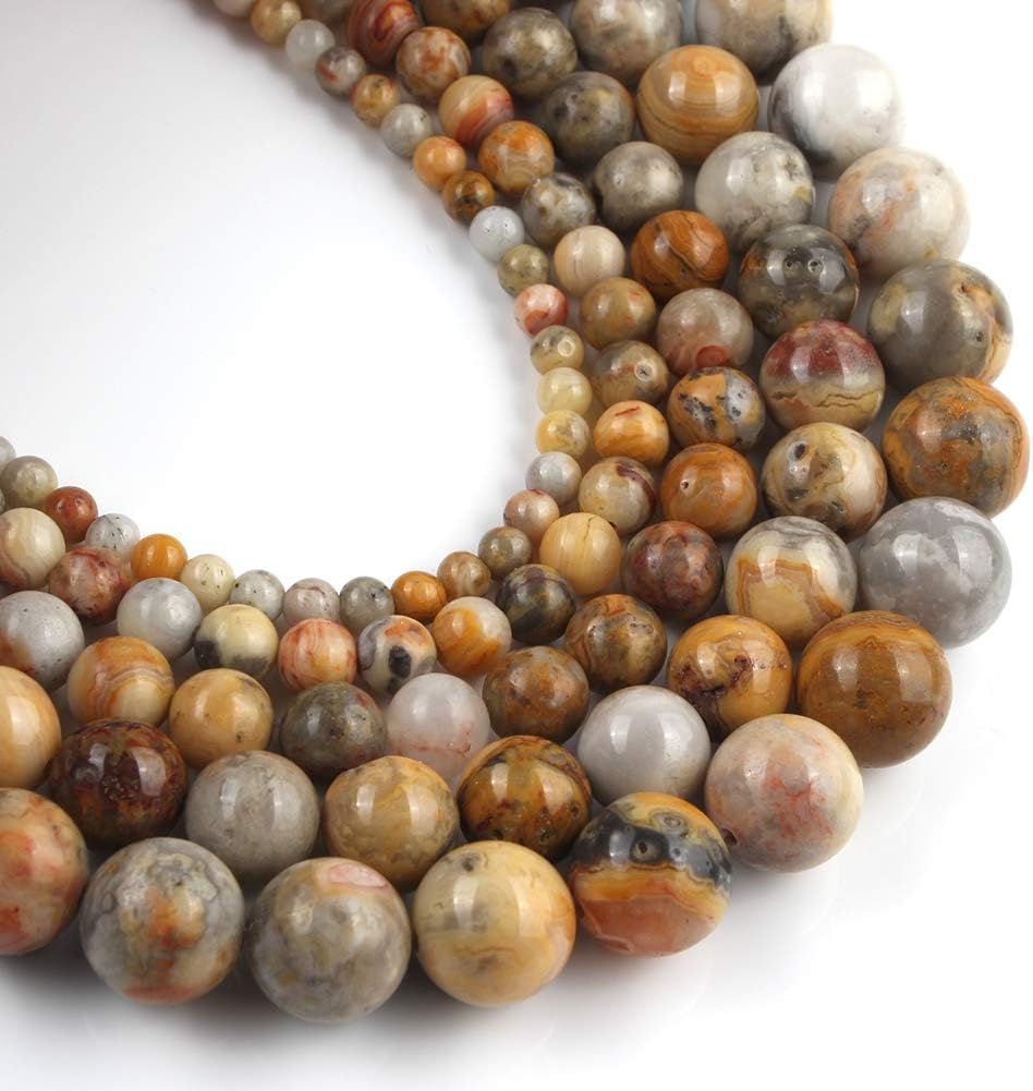 Yochus 8mm Red Crazy Lace Agate Round Loose Beads Natural Stone Beads for Jewelry Making