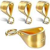 4 Pcs 925 Sterling Silver Pendant Clasp for Necklace Bail Connector with Open Loop Pinch Bails for Pendants Necklace Pendant Clasp Connectors Pinch Bails for Pendants Jewelry Making Dangle Charm