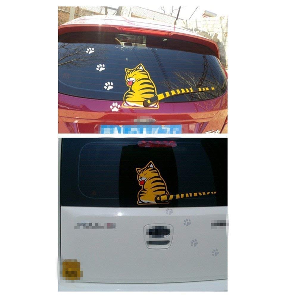 SwirlColor Car Wiper Sticker, Cat Tail Decal Window Wiper Cartoon Decal Sticker Funny Reflective Car Rear Window Wiper Decor(1 Pcs)