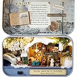 Box Theater Dollhouse, Mini Cabin Handicraft DIY Assemble Box House Kits Art Gifts Creative Room With String Light Tweezer Ruler For Kids Friends Birthday Valentine's Day (Winter Roam Around)