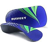 RooRuns FitFeet Orthotic Inserts 3/4 Length, High Arch Support Foot Insoles for Over-Pronation, Plantar Fasciitis, Flat Feet - Shoe Inserts for Walking, Running Men and Women