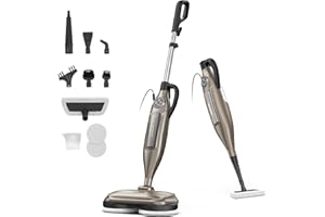 DEVOAC VM6 Scrubbing Steam Mop with Rotating Mop Pads, 10 in 1 Steam Mop, Lightweight Spin Mop & 3 Steam Modes for Hard Floor Laminate Marble Floors (Khaki)