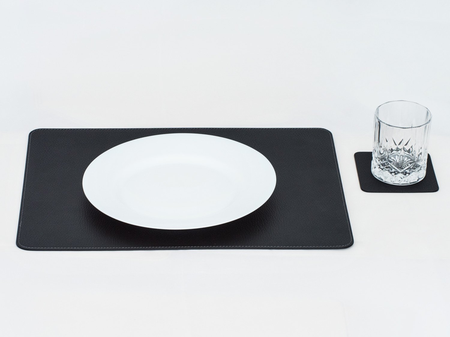 Nikalaz Set of Black Placemats and Coasters, 4 Table Mats and 4