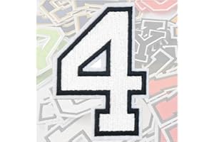 AXEN 3.1inch Iron On Numbers Patches, Embroidered Numbers Patches Letterman Applique for Clothes, Jacket, Dress, Hat, DIY Accessories, White 4