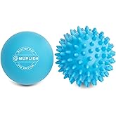 MURLIEN Massage Ball Set, Spiky Ball & Lacrosse Ball for Body Massage, Muscle Relief, Deep Tissue, Myofascial Release, Massager for Neck, Shoulder, Back, Foot or Muscle Tension (Blue)