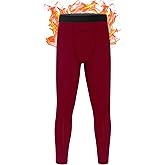 EoBeKee Boys Thermal Pants, Kids Football Fleece Lined Leggings, Youth Compression Base Layer for Sports Baseball Hockey