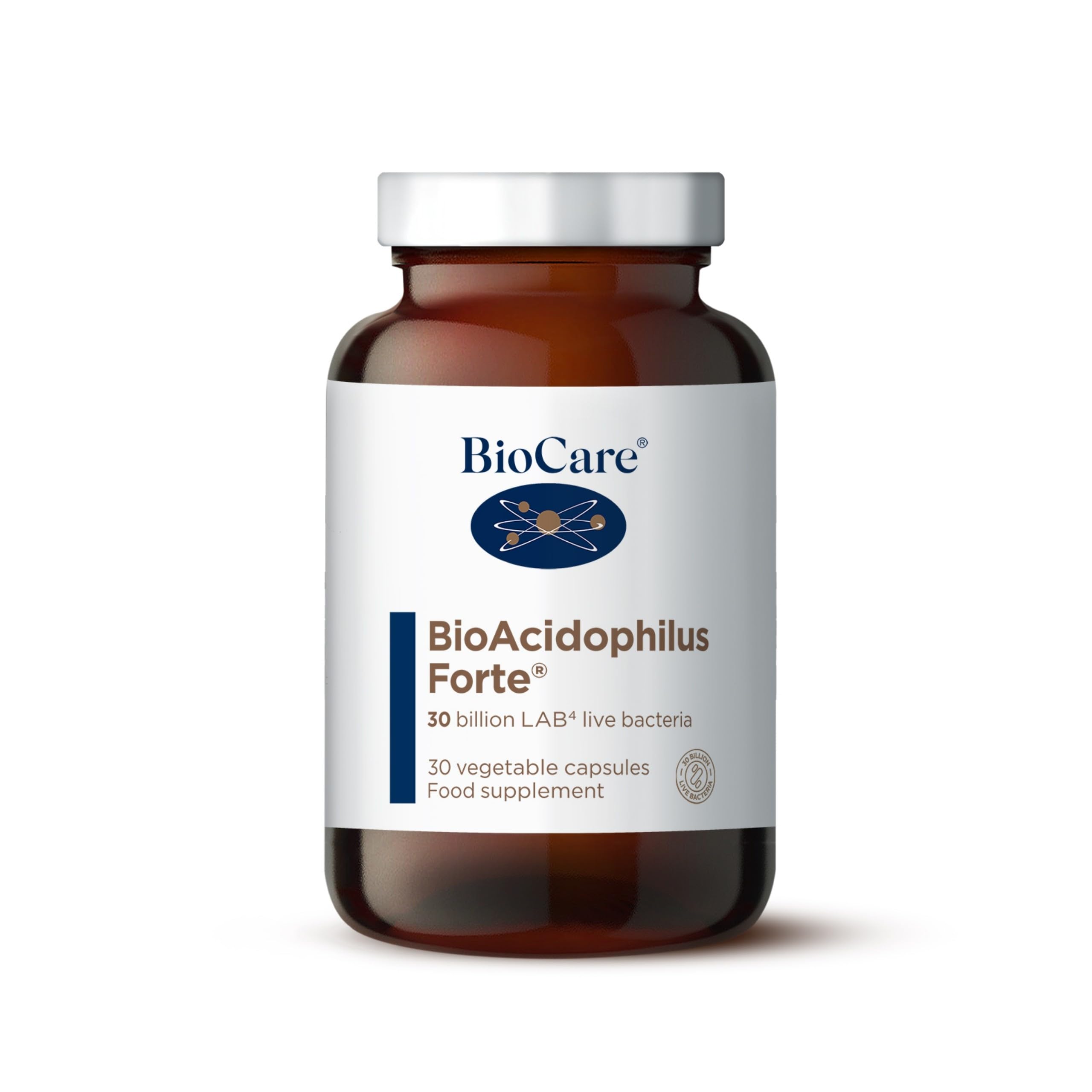 BioCare BioAcidophilus Forte - 30 Billion LAB4 Live Bacteria - Food Supplement Suitable for Vegetarians and Vegans - 30 Capsules