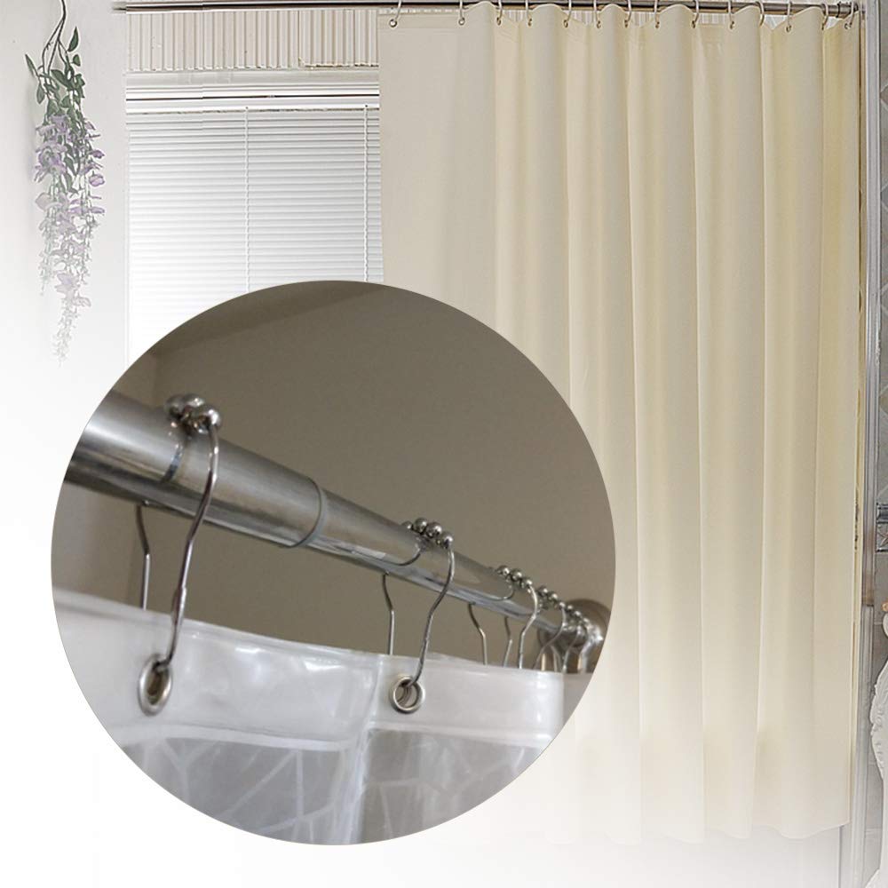 Rustproof Shower Curtain Hooks Rings, Heavy Duty 304 Stainless Steel, Roller Glide Hooks, Polished Nickle, Set of 12