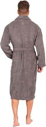 Adore Home Mens 100% Cotton Bathrobe Slate M Shawl Collar Towelling view 2
