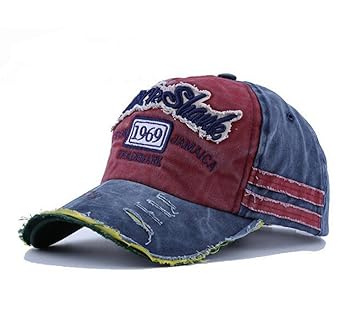 elwow Herren Gewaschen Vintage Buchstabe bedruckt Baseball Cap, Snap Back Truker Hat, Wandern Angeln Hat