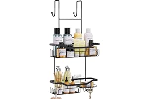 HapiRm Shower Caddy Hanging Over the Door, 2 Tier No Drilling Bathroom Shelf, Shower Shelf with Soap Holder, Waterproof Rust 