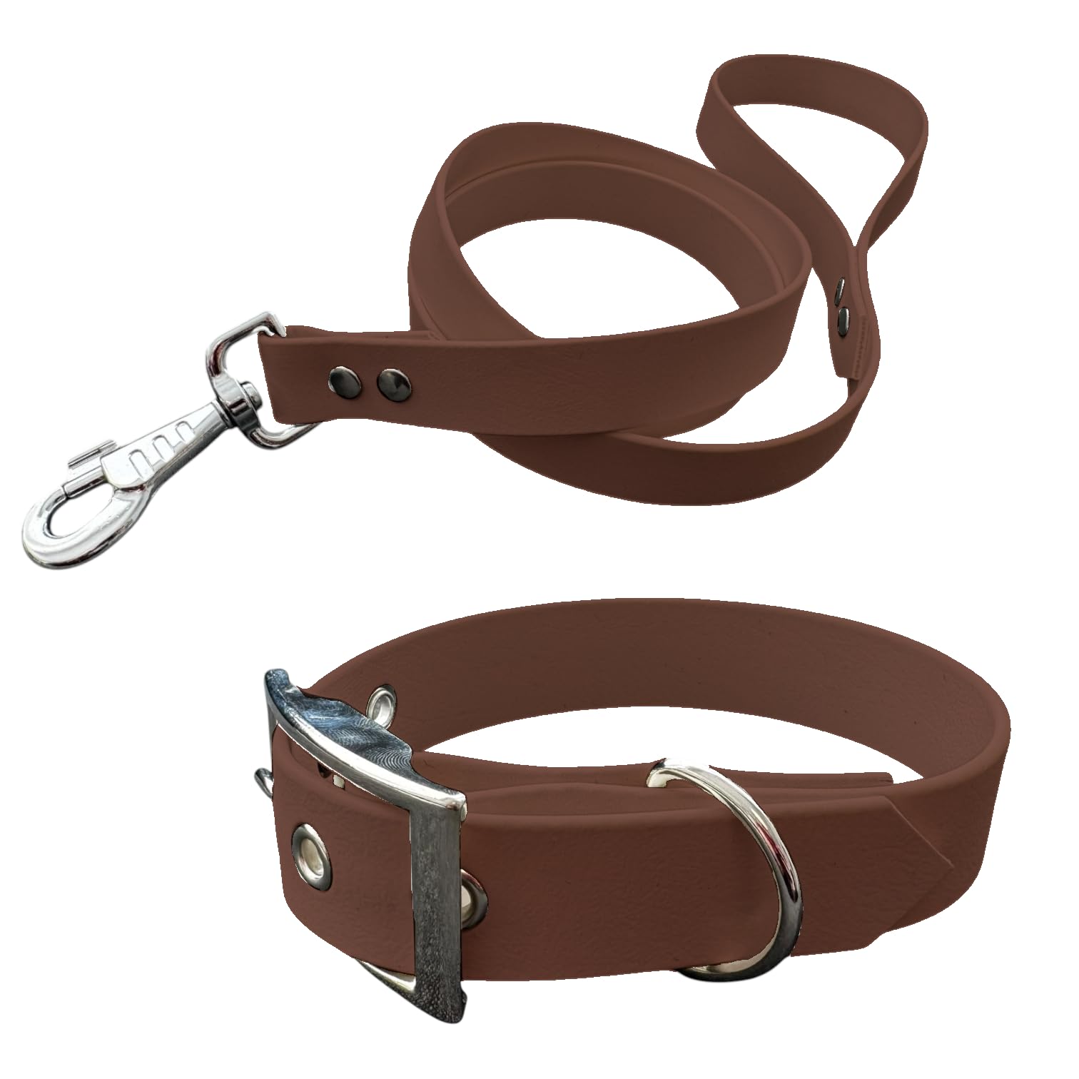 BioThane Material Dog Collar and Collar, Medium Width (30-35 cm, Dark Brown)