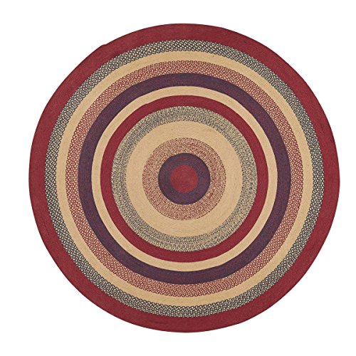 VHC Brands Americana Primitive Flooring - Providence Red Round Jute Rug, 8' Diameter