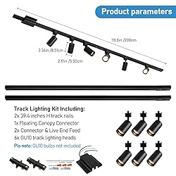 Hiiglxii 6-Light LED Track Lighting Kit with 6.6FT