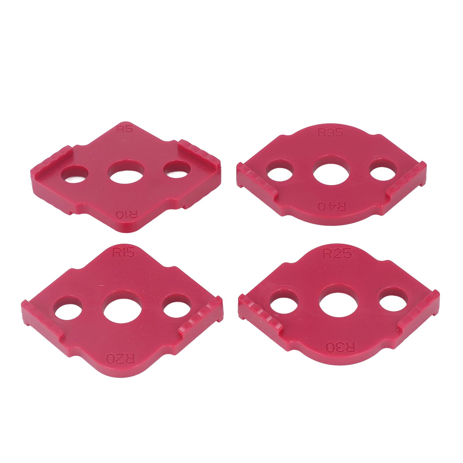 4 Piece Woodworking Half Fillet Quick Positioner, ABS Radius Jig Router Templates Corner Routing Bit, for Right Angle Photo Frames, Tables, Wooden Boards(Red)
