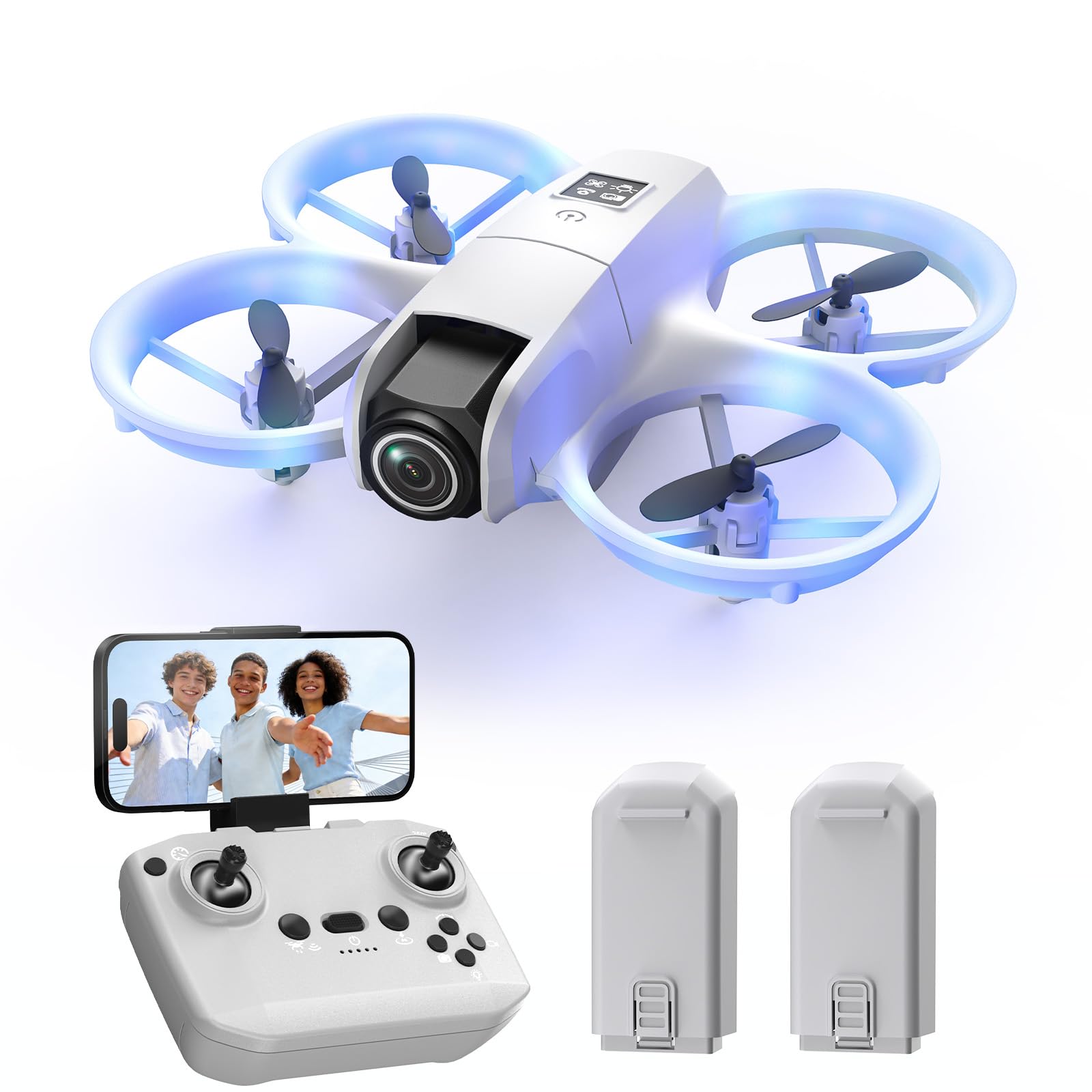Mini Drone for Kids with 1080P Adjustable Camera, Optical Flow Hover, Gesture Control & Trajectory Flight, 3 Speed Modes, Altitude Hold, 360° Flips, Indoor RC Toy Drone for Boys & Girls 6–12