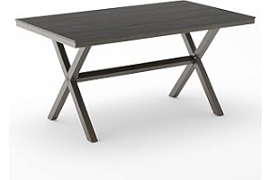 Cozyman Outdoor Dining Table for 6, HDPS and Aluminum Material, 3-Year Warranty, Patio Dining Table with X-Legs, Weather Resistant Dining Tables for Yard, Garden, Patio, and Lounge, Dark Gray