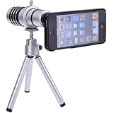 Neewer 12X Magnifier Zoom Aluminum Tripod Camera Telephoto Lens for Apple iPhone 5 5S (Silver)