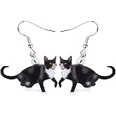Bonsny Drop Dangle Sweet Black Cats Earrings Gift Pets Pattern Fashion Jewelry For Women