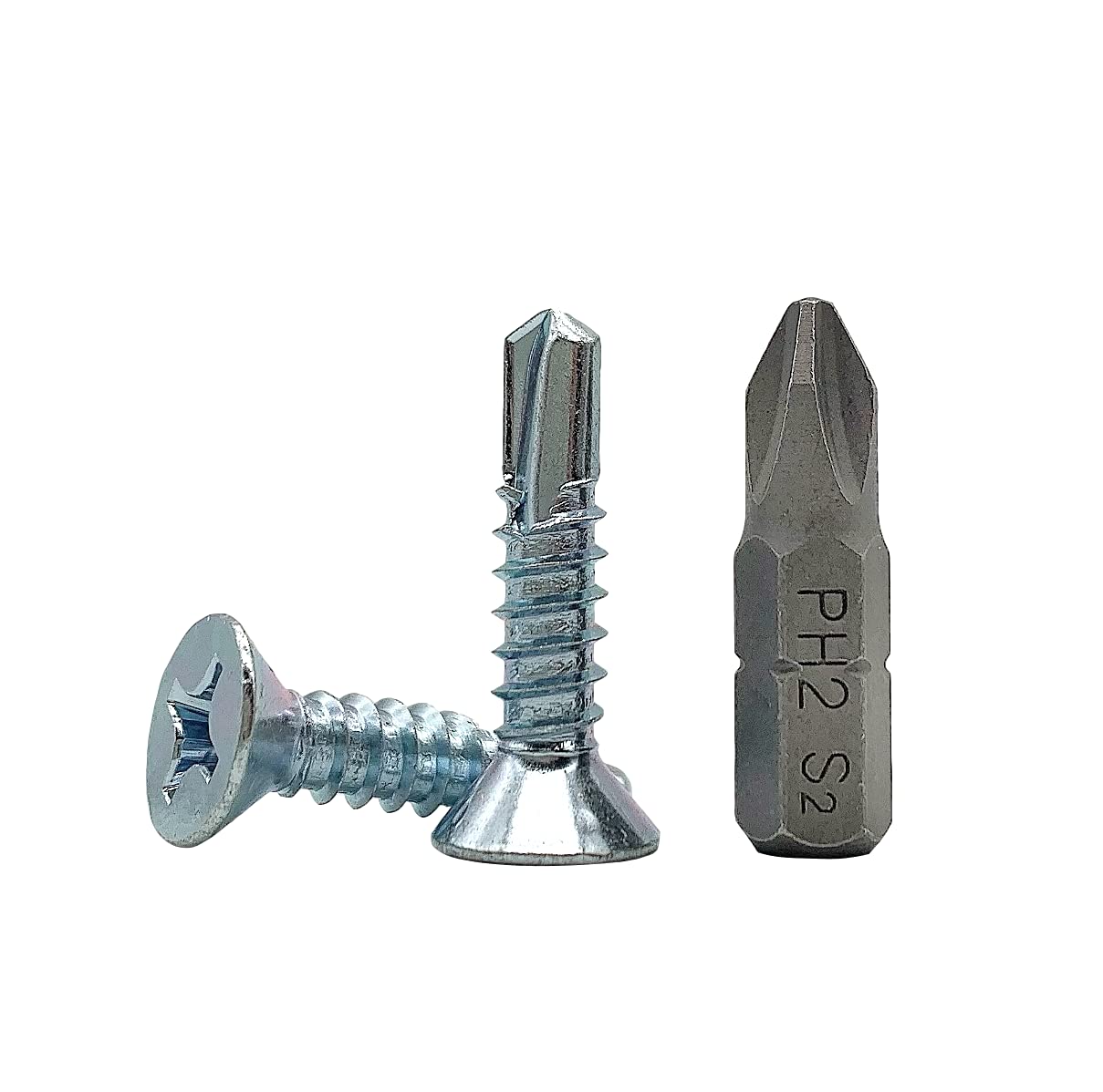 (Pack of 50 pcs) DIN 7504 P Zinc Plated Steel 5.5 x 25 mm Screws, Self-Drilling Sheet Metal Screw, (PH) Phillips Countersunk Head, Self Tapping (50, 5.5 x 25 mm)