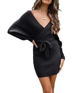 black sweater wrap dress
