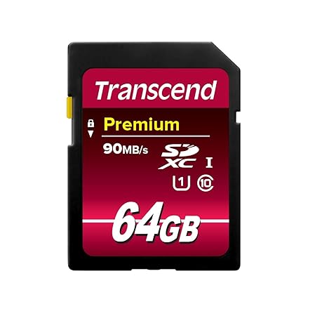 Transcend 64 GB SDXC-Speicherkarte, Klasse 10, UHS-I, Übertragungsrate 90 MB/s (max.)