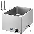 VEVOR Commercial Food Warmer 24QT Bain Marie 1200W Electric Buffet Steam Table - Countertop Stainless Steel for Wet or Dry Use - Parties, Catering and Restaurant