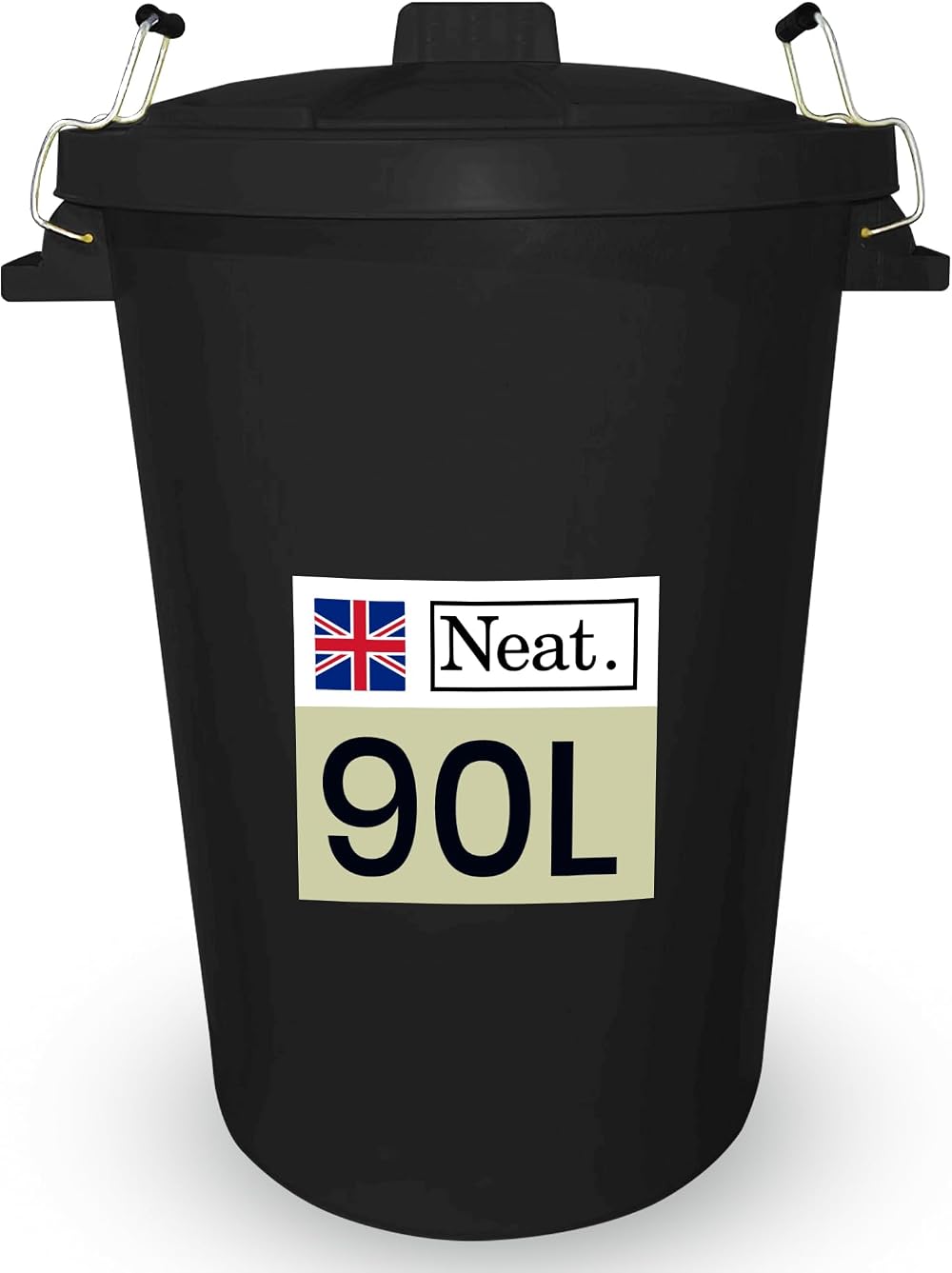 Neat 90L Garden Bin Black Outdoor Dustbin with Lid Clip Lock UK Made