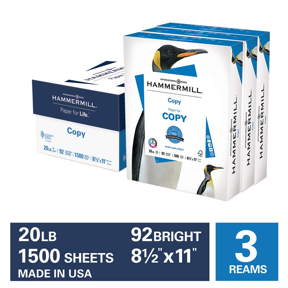 Printer Paper 100 Non Jam A4 3 Ream 8.5x11 1500 Sheets White For